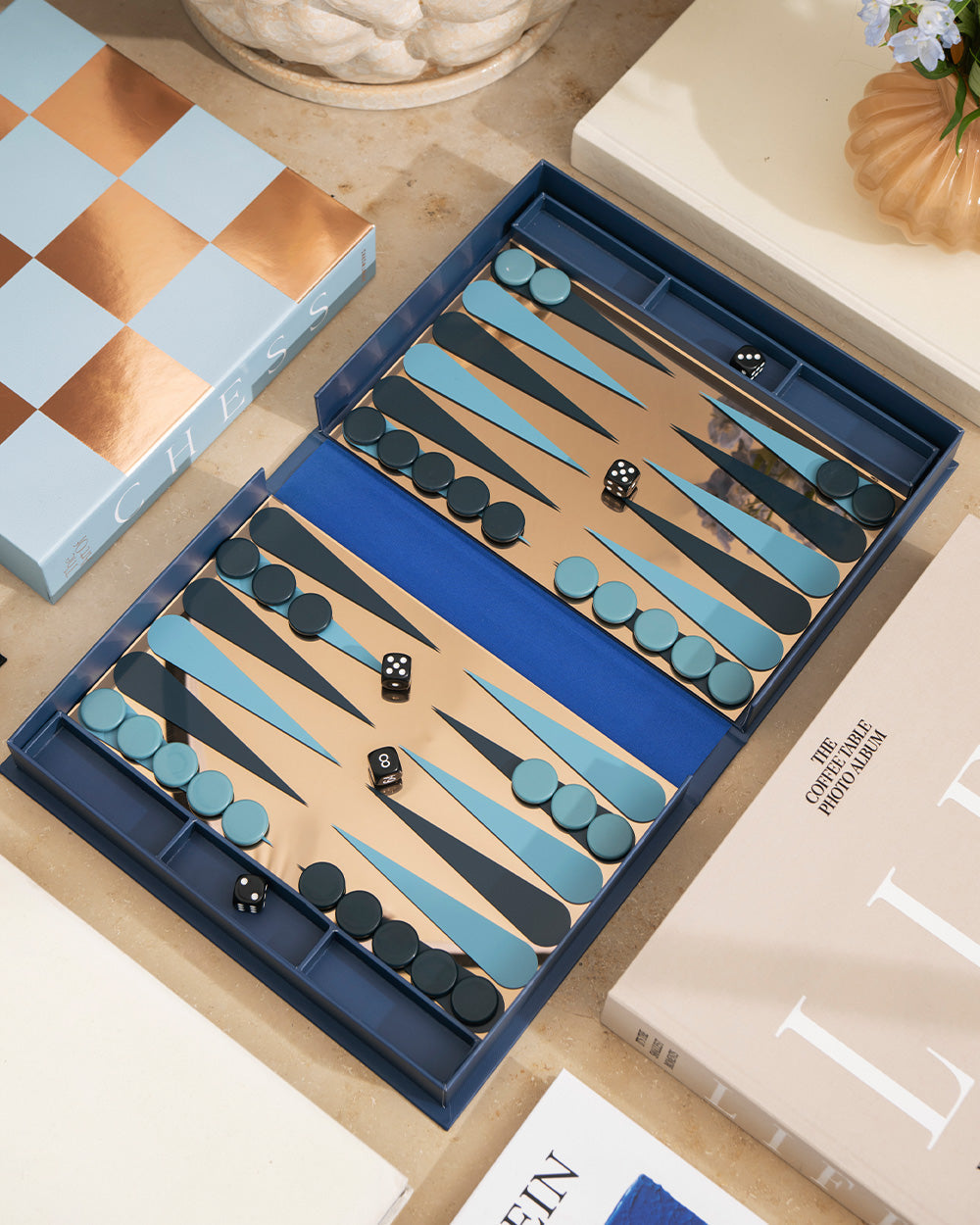 Art Of Backgammon Mirror, Dark Blue/Copper