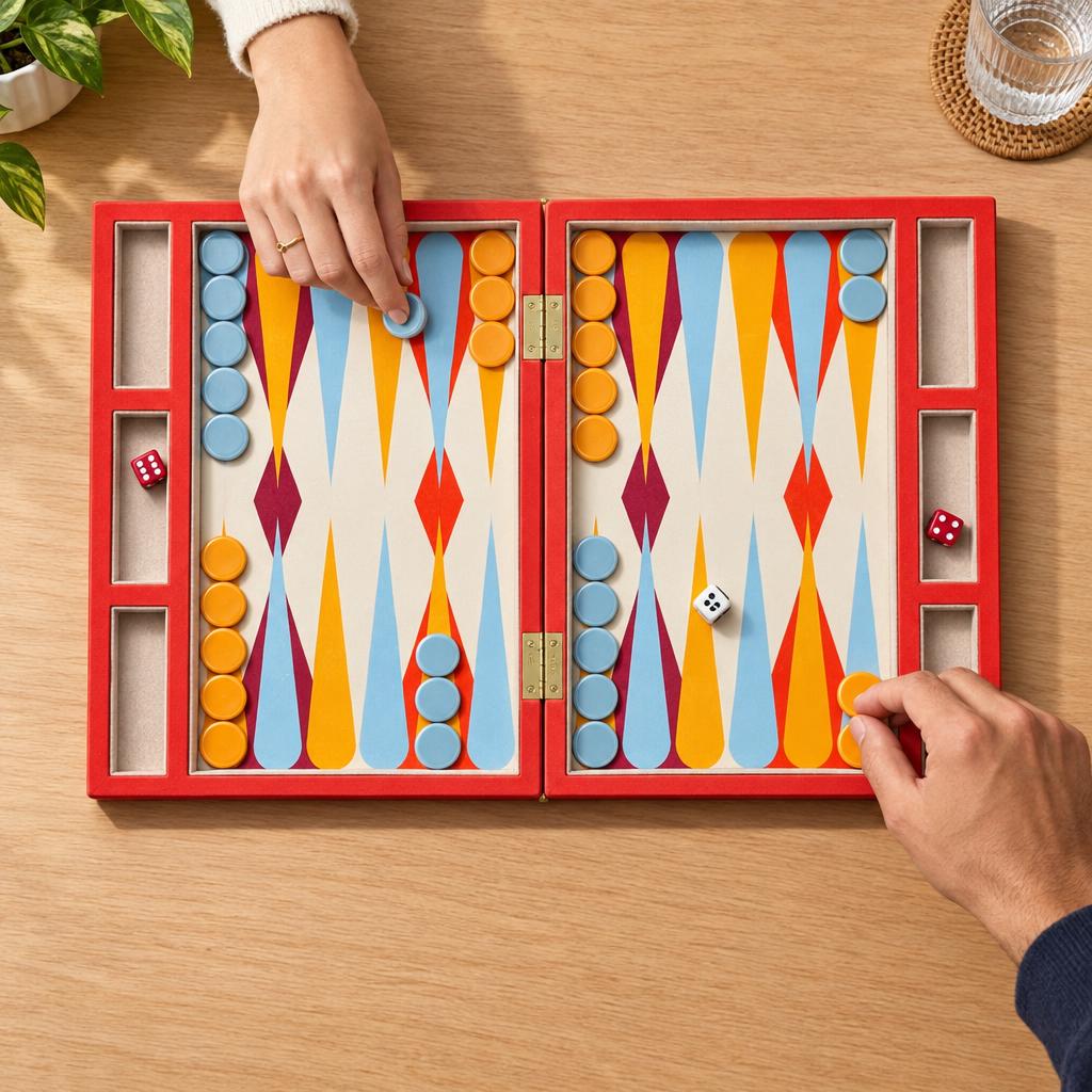 Lacquered Backgammon, Red