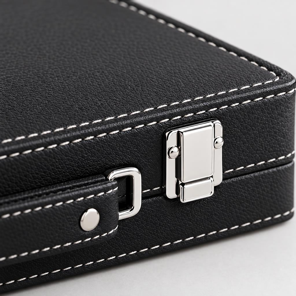 Backgammon Milano — Black Leather Travel Case