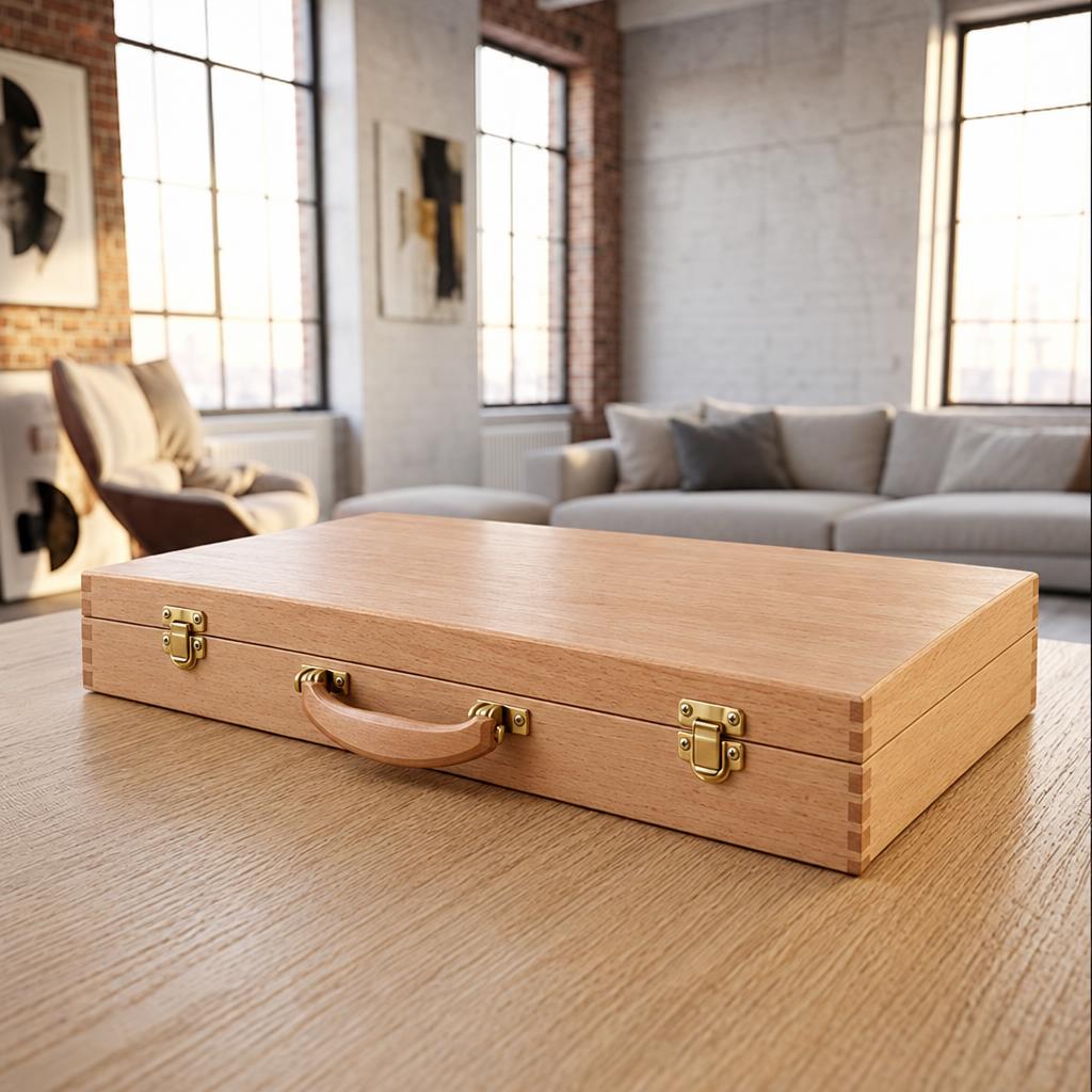 Backgammon Alanya – magnetisches Reise-Set aus Kunstleder
