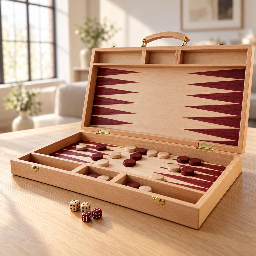 Backgammon Verona — Natural Beechwood Case