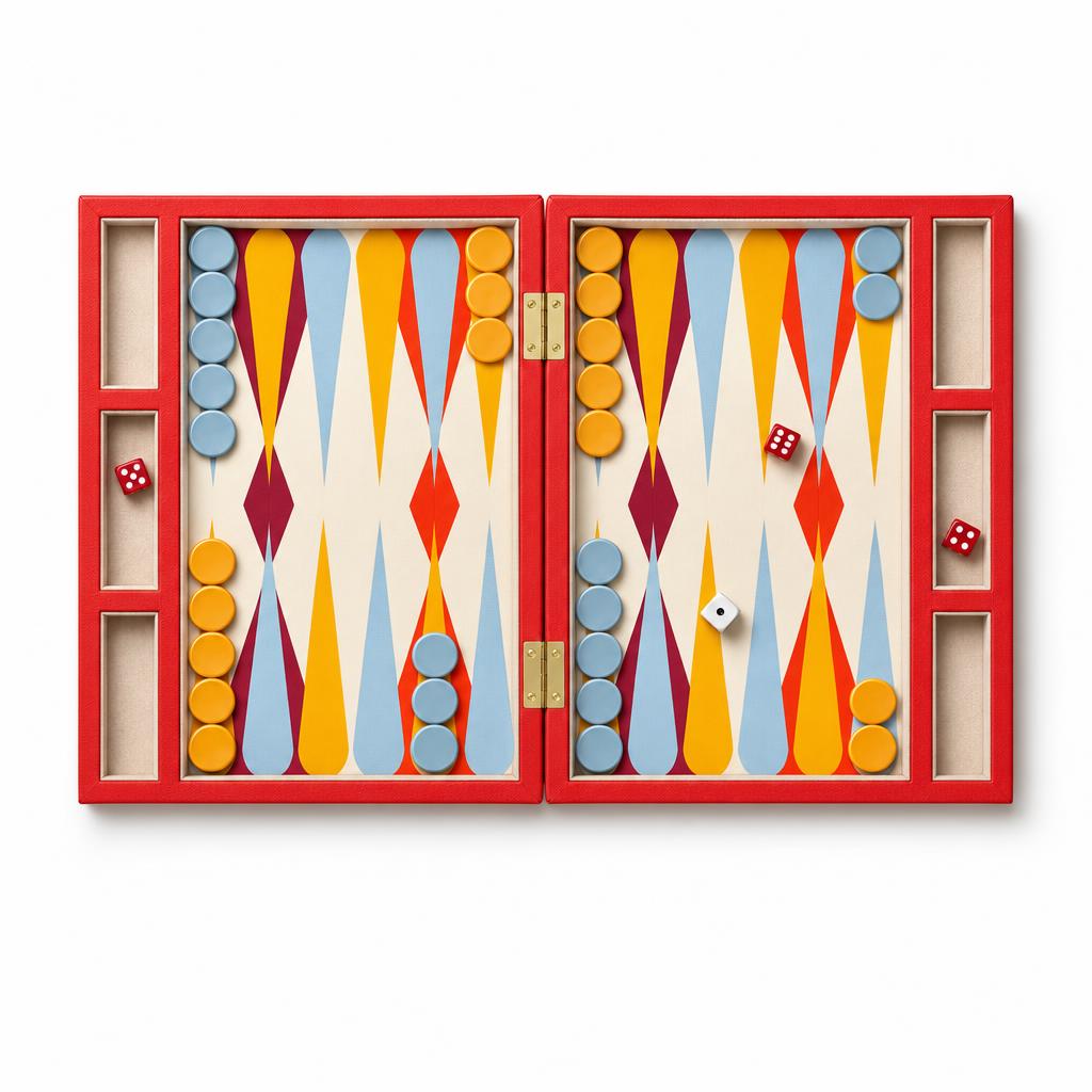Lacquered Backgammon, Red