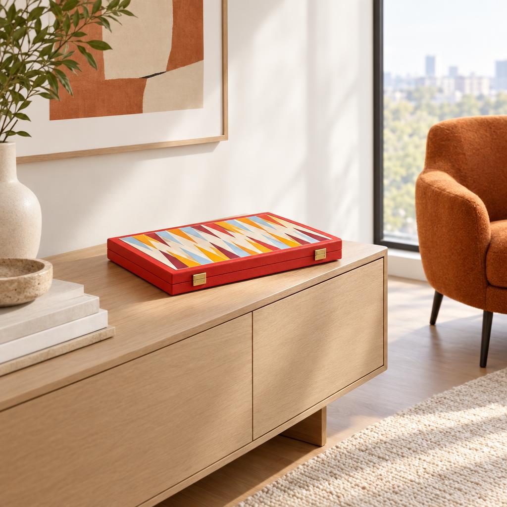 Lacquered Backgammon, Red